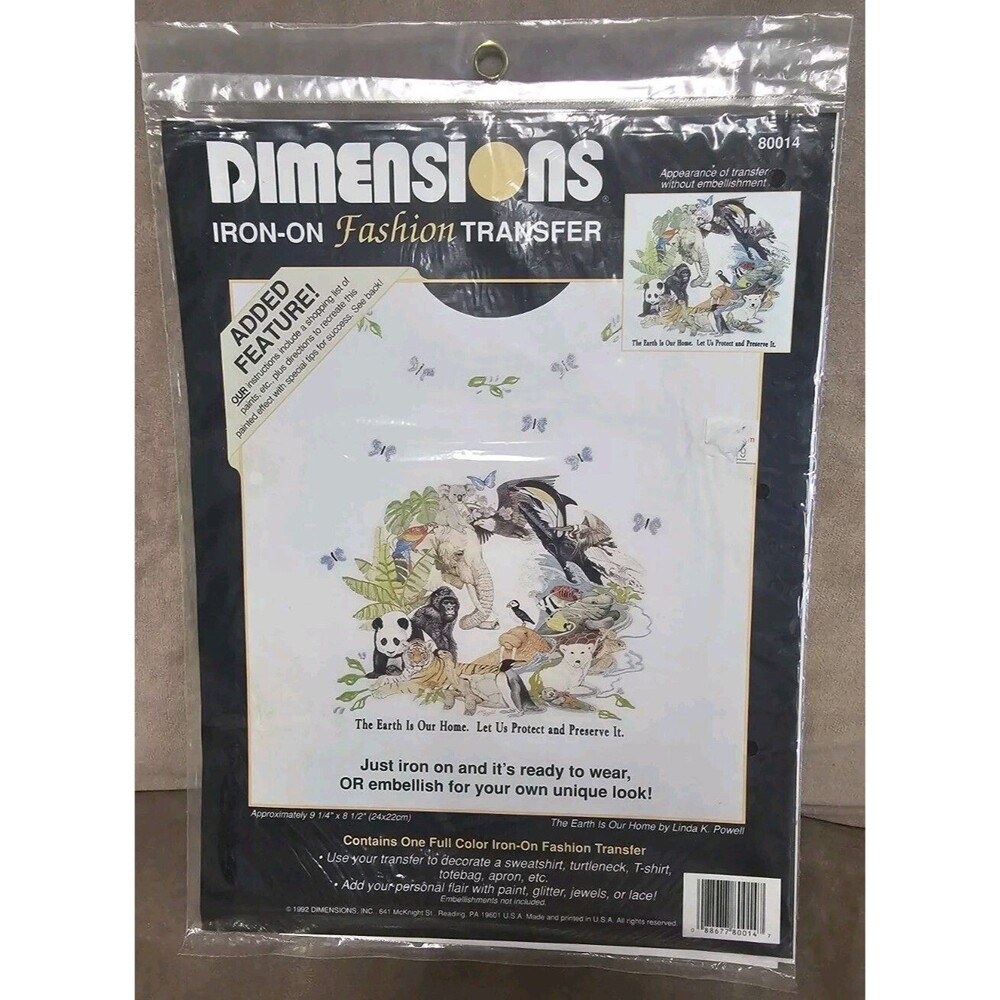 Dimensions Color Iron On Transfer The Earth is Our Home Let Us Protect & Presers